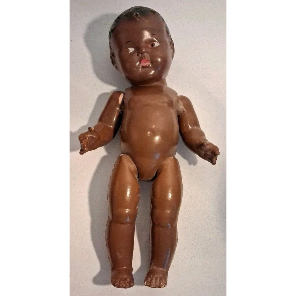 Vintage Topsy Black - African American Composition Doll Missing Yarn Pigtails